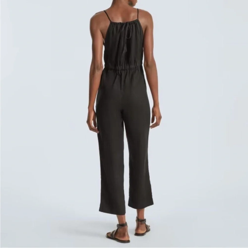 Everlane The Linen Shoestring Jumpsuit Black